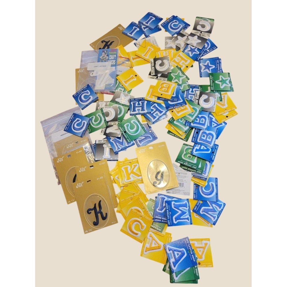 Joy Letter Alphabet Shop Embroidered Patch Lot Varsity Iron On Craft